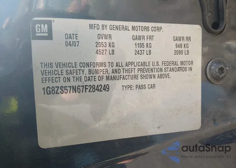 2007 Saturn Aura Xe z USA, uszkodzony, nr VIN 1G8ZS57N67F284249